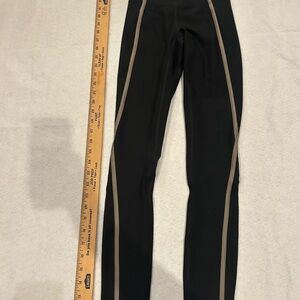 Black Leggings with Taupe Side Stripe - Women's Athletic Leggings 2027
